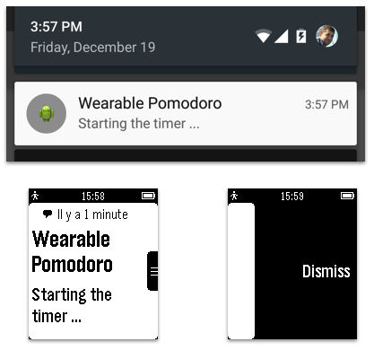 A simple notification on an Android device and a Pebble