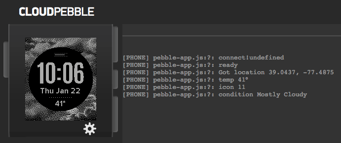 Love Weather running in CloudPebble