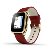 pebble time steel with red leather band イメージ