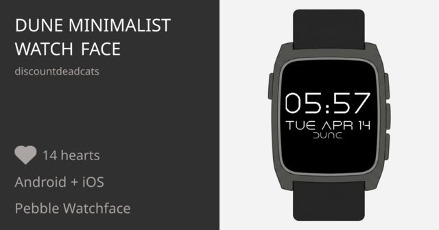 Dune minimalist watch face - Pebble Appstore