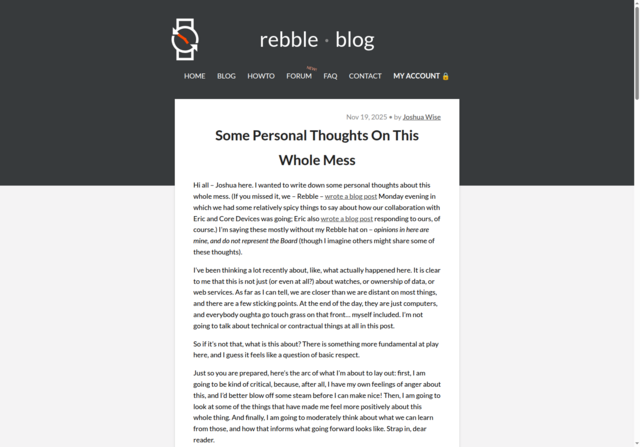 Rebble · Some Personal Thoughts On This Whole Mess