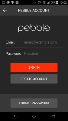 pebbleアカウントのログイン画面
