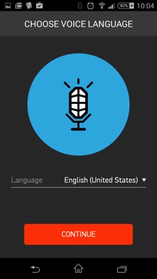 ボイスコントロール時の言語選択画面。日本語はありません。