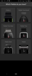 スマホアプリ：持っているPebbleの選択画面