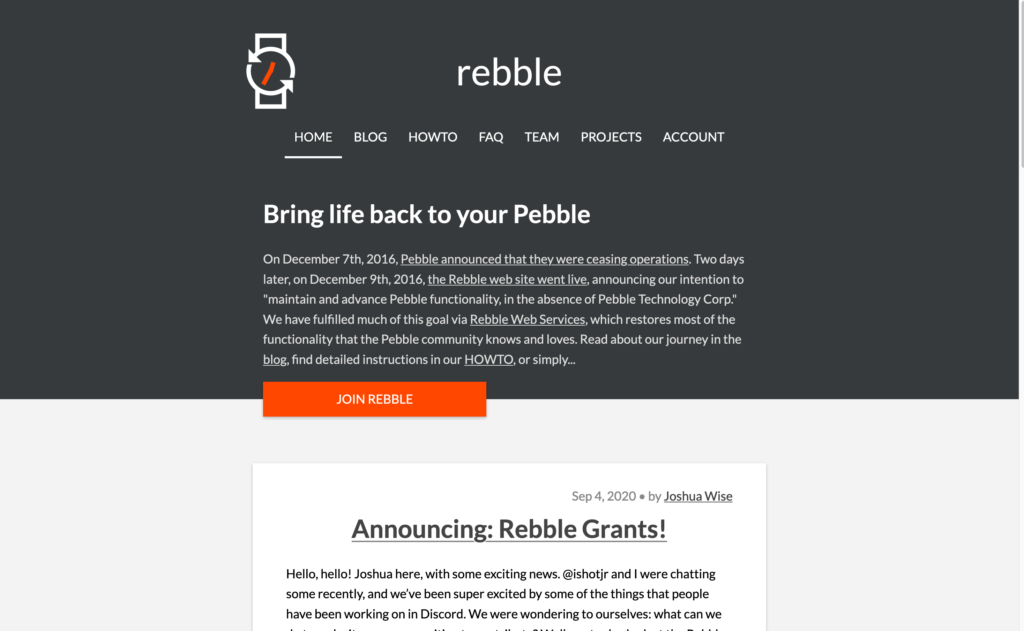互換サービス「Rebble」のスクリーンショット