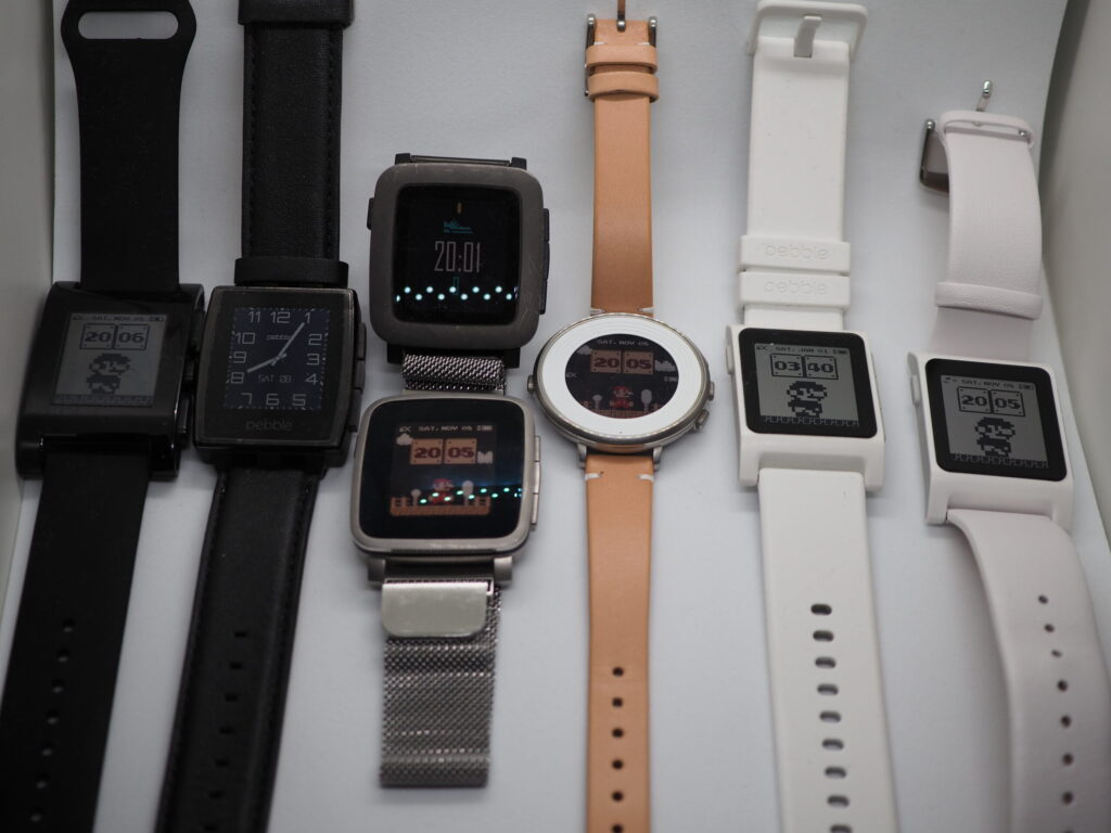 歴代Pebble（Pebble OG、Pebble Steel、Pebble Time、Pebble Time Steel、Pebble Time Round、Pebble 2+HR、Pebble 2 duo）